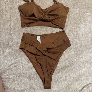 Aerie shine Brown Bikini Set